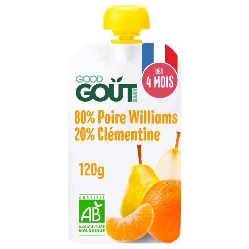 Good Goût – Gourde Poire Clémentine Bio, 120 g