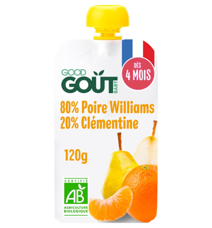 Good Goût – Gourde Poire Clémentine Bio, 120 g