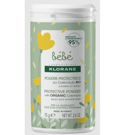 Klorane Bébé – Poudre Protectrice au Calendula Bio, 75 g
