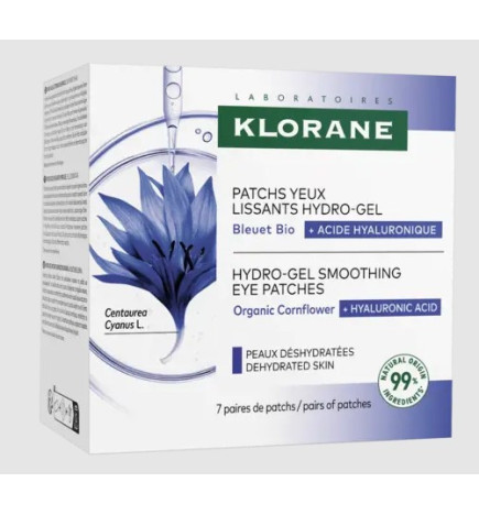 Klorane – Patchs Yeux Lissants Hydro-Gel au Bleuet Bio et Acide Hyaluronique