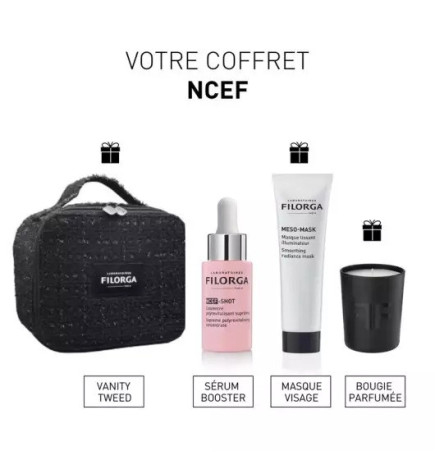 Filorga – Coffret NCEF NCEF-Shot polyrevitalisant 15 ml + Meso-Mask 30 ml + mini bougie + vanity
