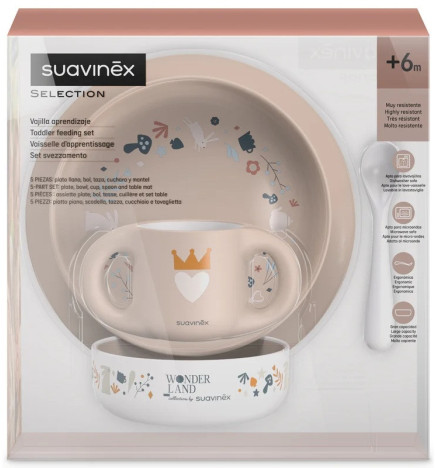 Suavinex – Coffret Repas Go Natural Wonderland Rose, 6 mois+