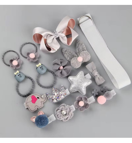 Nildor – Coffret 18 pièces Accessoires Cheveux Gris pour Enfant