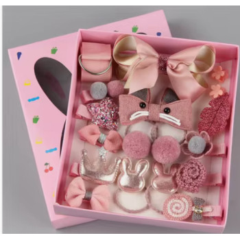 Nildor – Coffret 18 pièces Accessoires Cheveux Rose pour Enfant