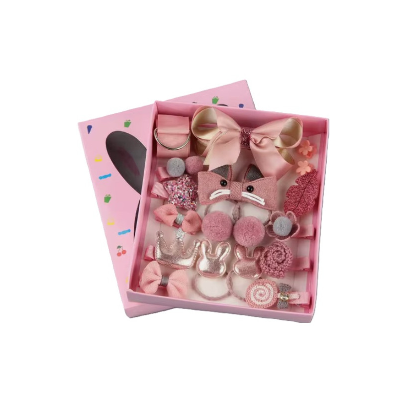 Nildor – Coffret 18 pièces Accessoires Cheveux Rose pour Enfant