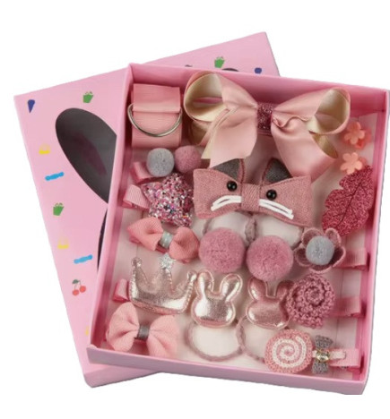 Nildor – Coffret 18 pièces Accessoires Cheveux Rose pour Enfant