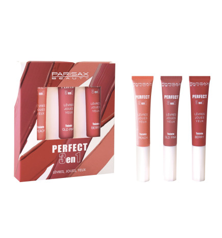 Parisax Beauty – Coffret Perfect 3 en 1 Lèvres, Joues & Yeux