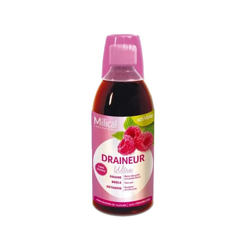 Milical – Draineur Ultra Framboise, 500 ml