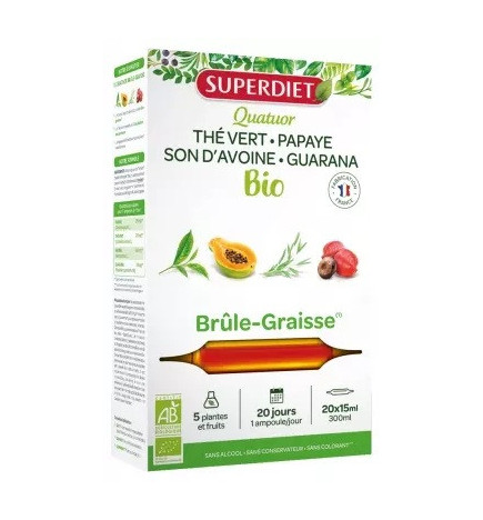 Superdiet – Quatuor Brûle-Graisse Bio, 20 Ampoules