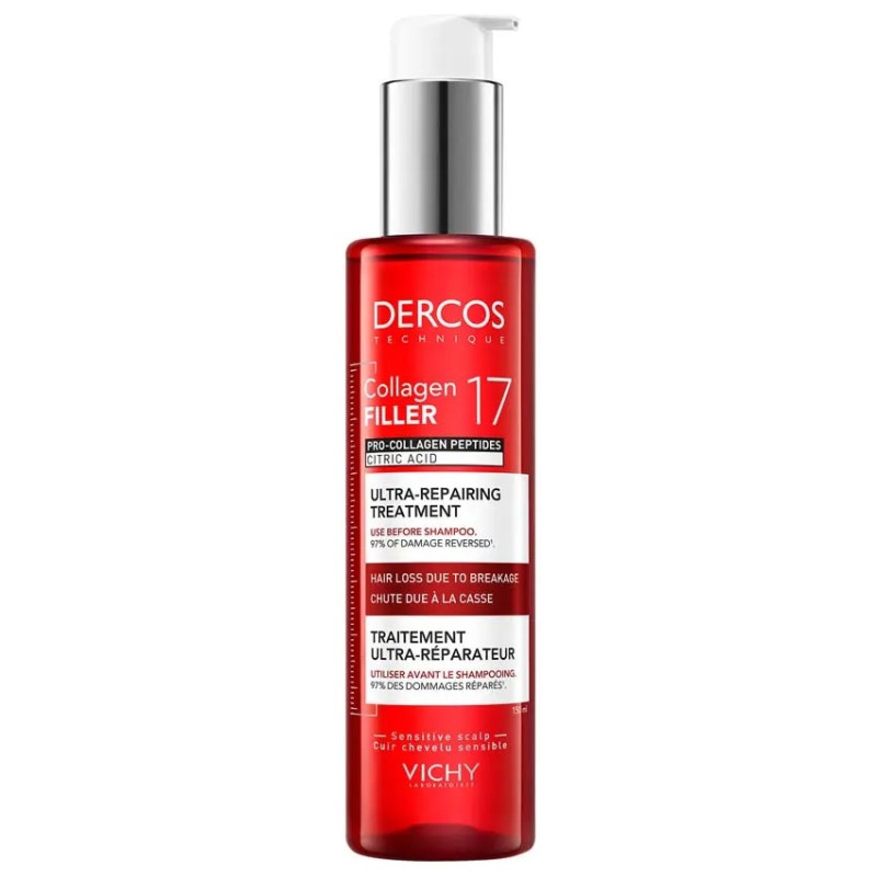 Vichy Dercos – Pré-Shampooing Ultra-Réparateur Collagen 17 Filler, 150 ml