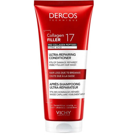 Vichy Dercos – Après-Shampooing Ultra-Réparateur Collagen 17 Filler, 200 ml