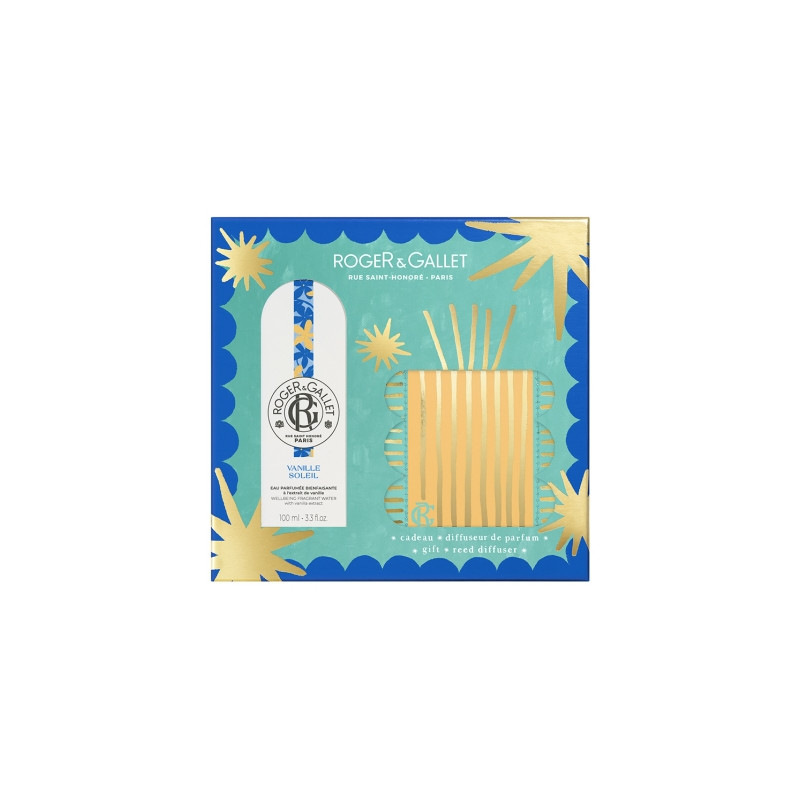Roger & Gallet – Coffret Vanille Soleil Eau Parfumée Bienfaisante + Diffuseur, 100 ml