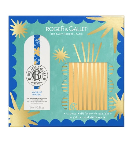 Roger & Gallet – Coffret Vanille Soleil Eau Parfumée Bienfaisante + Diffuseur, 100 ml