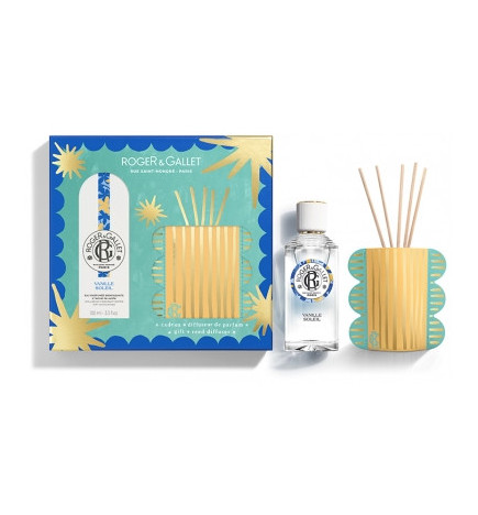 Roger & Gallet – Coffret Vanille Soleil Eau Parfumée Bienfaisante + Diffuseur, 100 ml
