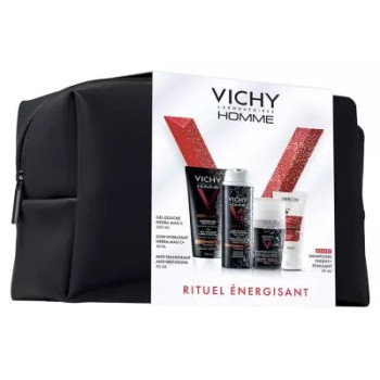 Vichy - Homme Coffret Rituel Énergisant – Gel douche, soin hydratant, déodorant & shampoing offert