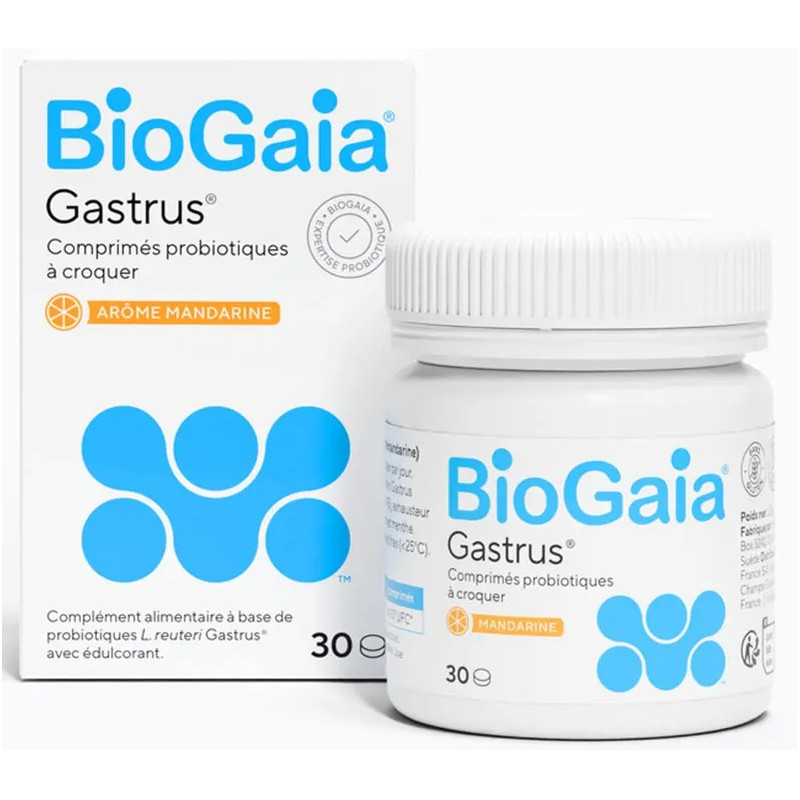 BioGaia – Probiotiques Gastrus Arôme Mandarine, 30 comprimés