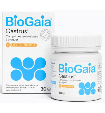 BioGaia – Probiotiques Gastrus Arôme Mandarine, 30 comprimés