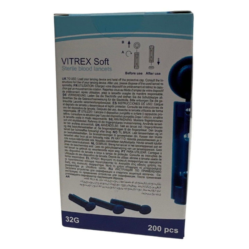Dinno – Vitrex Lancettes stériles Soft 32G, 200 unités