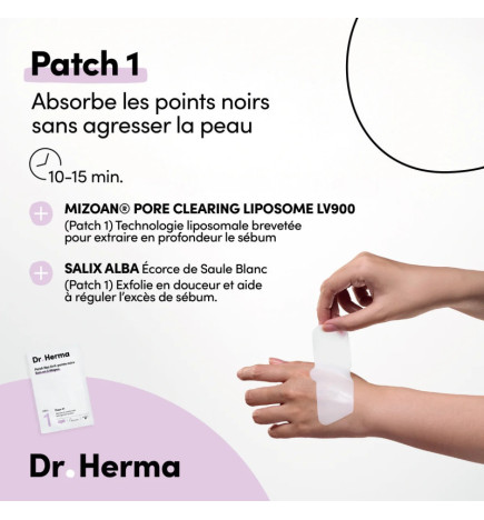 Dr Herma – Patchs Anti-Points Noirs 2 étapes, x5