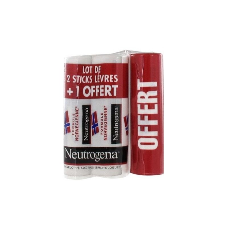 neutrogena sticks lèvres nutrition 2 x 4.8 g + 1 offert