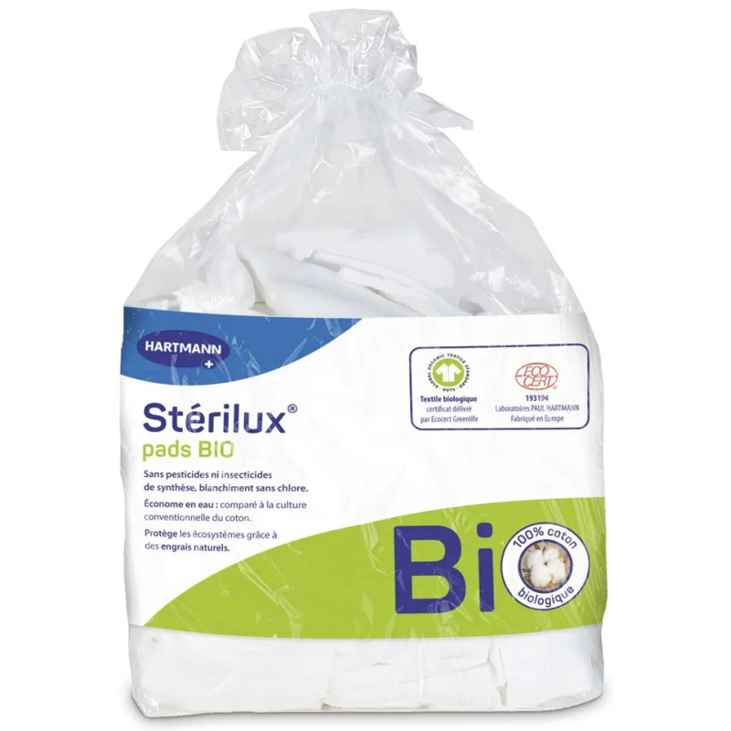 Hartmann – Sterilux Pads Bio Coton 7.5 x 9.5 cm, 160 rectangles
