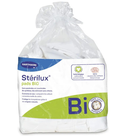 Hartmann – Sterilux Pads Bio Coton 7.5 x 9.5 cm, 160 rectangles