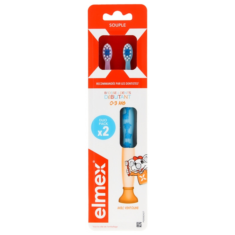 Elmex – Brosses à dents débutant souples 0-3 ans, x2