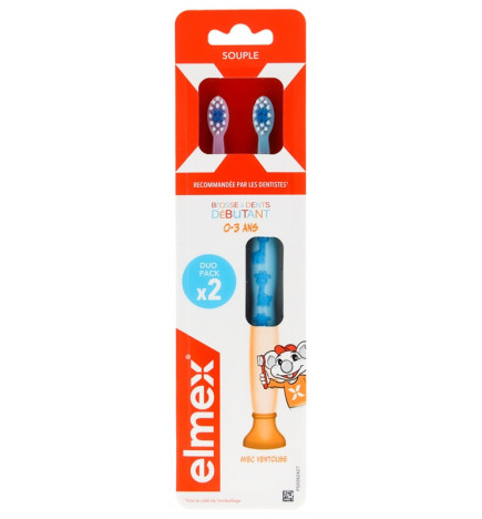 Elmex – Brosses à dents débutant souples 0-3 ans, x2