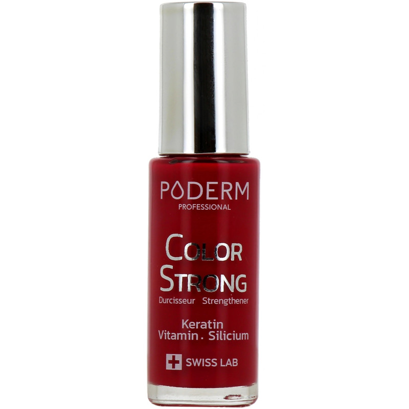 Poderm – Color Strong Vernis durcisseur teinte Rouge Rose, 8 ml