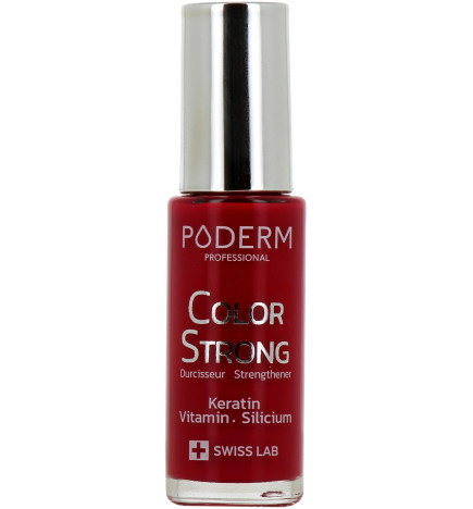 Poderm – Color Strong Vernis durcisseur teinte Rouge Rose, 8 ml