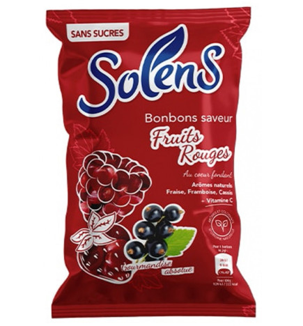 Solens – Bonbons sans sucres saveur fruits rouges, 100 g