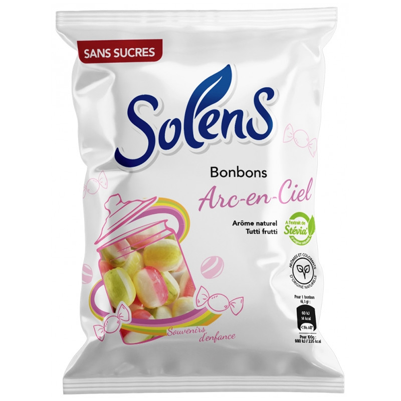Solens – Bonbons arc-en-ciel sans sucre, 100 g