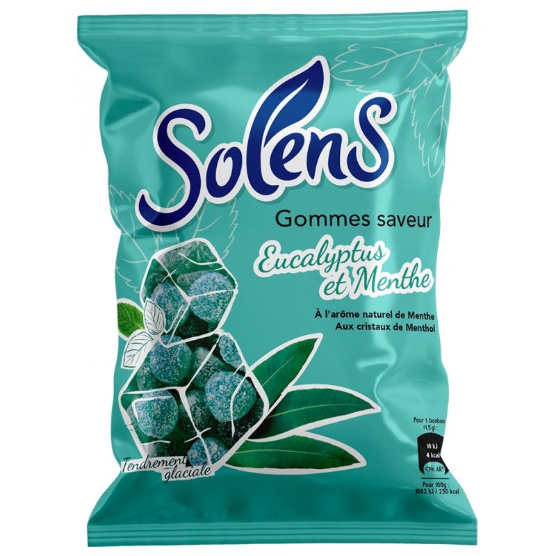 Solens – Gommes à l’eucalyptus menthol, 100 g