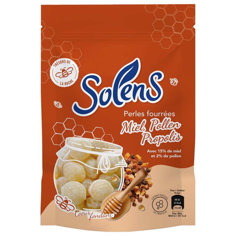 Solens – Perles fourrées miel pollen et propolis, 100 g