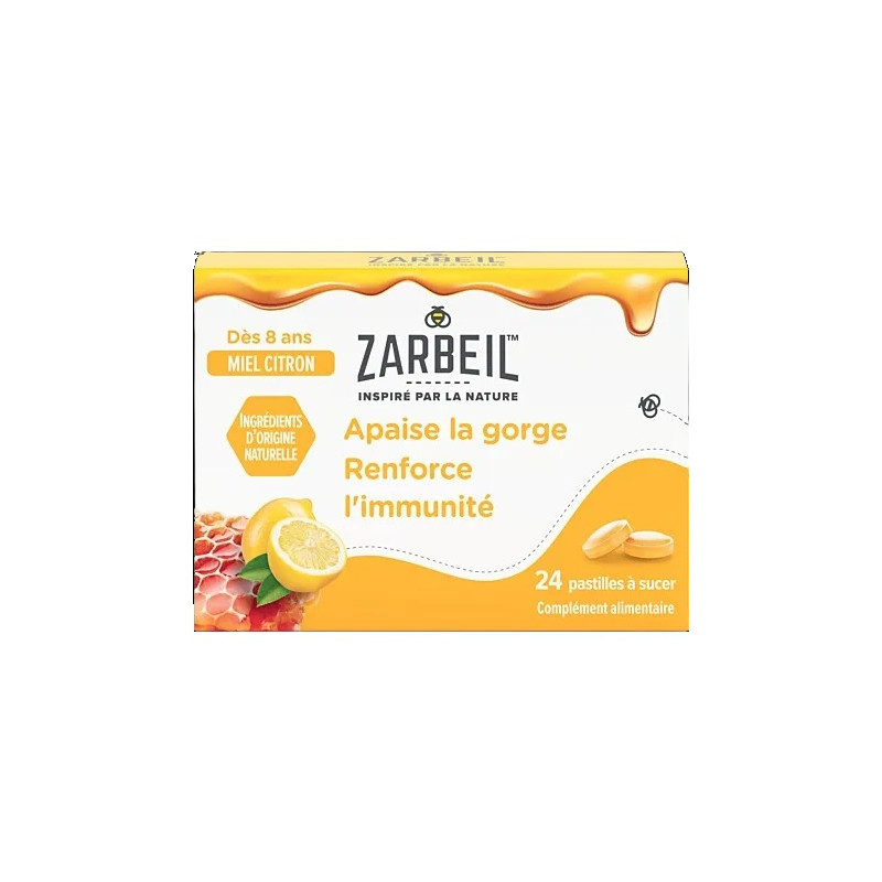 Zarbeil – gorge & immunité miel citron, 24 pastilles