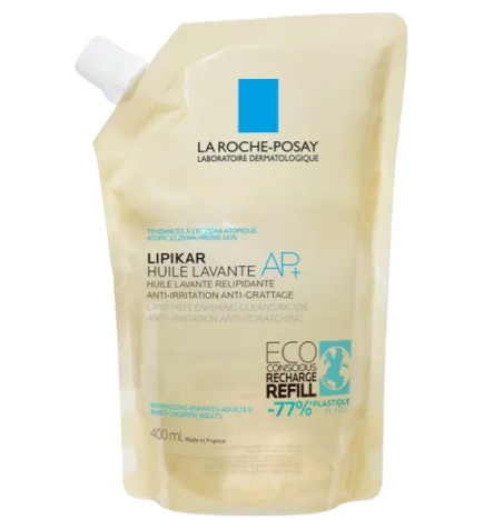 La Roche-Posay – Huile lavante AP+ Lipikar éco-recharge, 400 ml