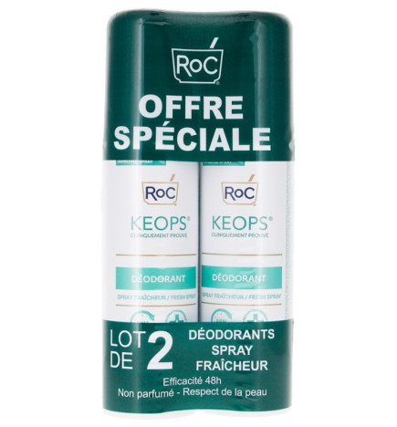 RoC – Keops Déodorant Spray Fraîcheur, 2×100 ml