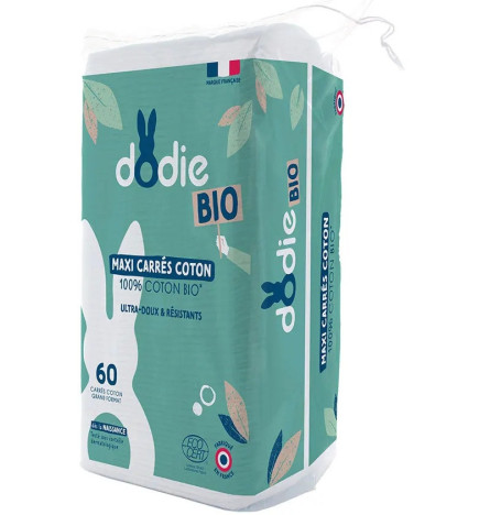 Dodie – Maxi Carrés Coton Ultra-Doux Résistants, 60 unités
