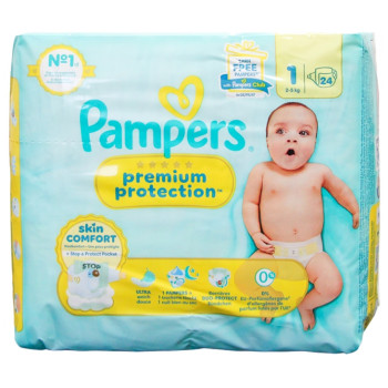 Pampers – Premium Protection Skin Comfort Taille 1 (2–5 kg), 24 couches