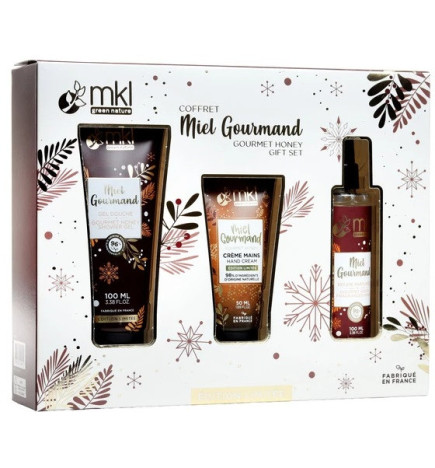 MKL Green Nature – Coffret Miel Gourmand, 3 soins (Gel douche 100 ml + Crème mains 50 ml + Brume parfumée 100 ml)