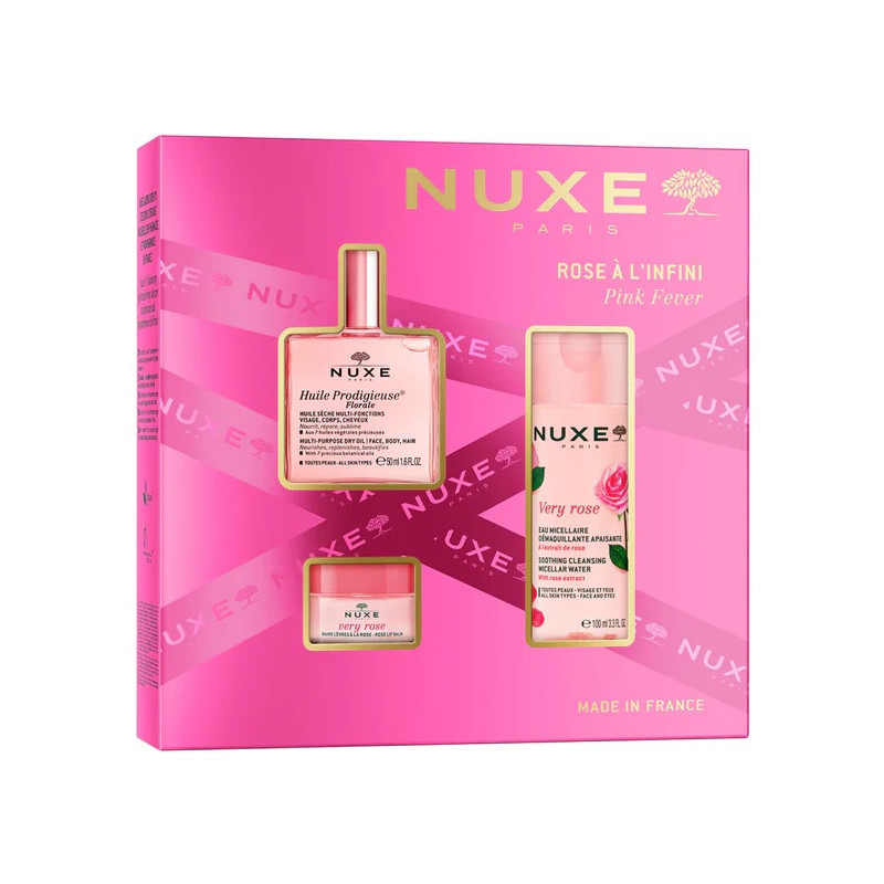 Nuxe – Coffret Noël Rose A l'Infini, 30 ml + 100 ml + 30 ml