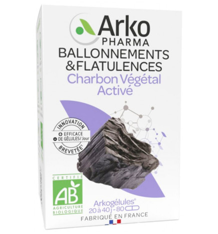 ArkoPharma – Arkogélules Charbon Végétal Activé Bio, 80 gélules