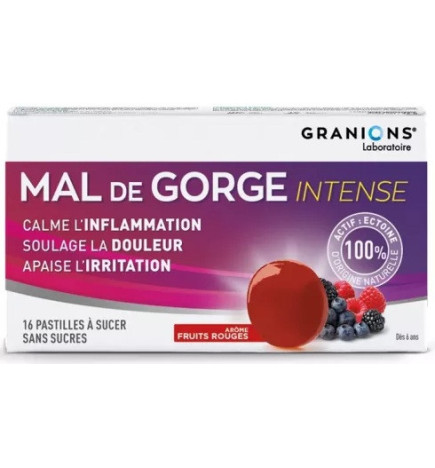 Granions – Mal de Gorge Intense Pastilles Fruits Rouges, 16 pastilles