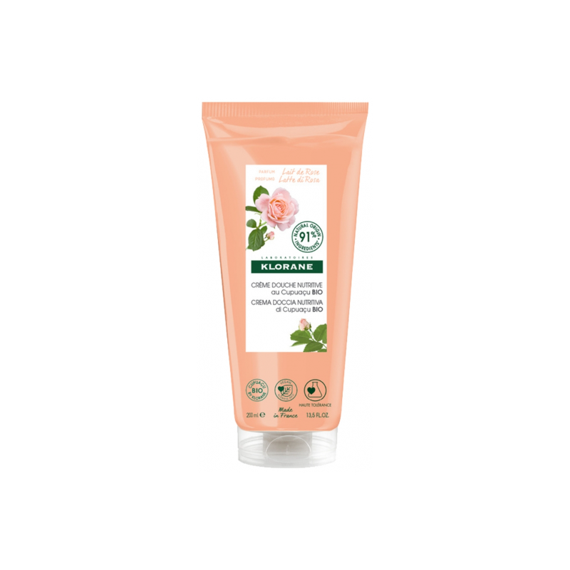 Klorane – Crème Douche Nutritive au Cupuaçu Bio Lait de Rose, 200 ml
