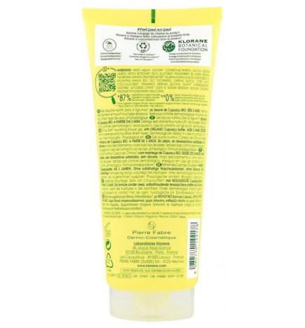 Klorane – Gel Douche Nutritif au Cupuaçu Bio Zeste d’Agrumes, 200 ml