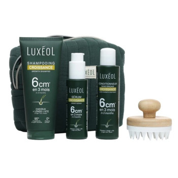 Luxéol – Routine Croissance Cheveux Protocole Complet, trousse 3 soins + brosse