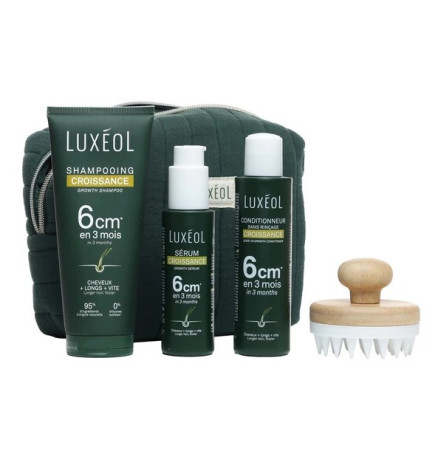 Luxéol – Routine Croissance Cheveux Protocole Complet, trousse 3 soins + brosse