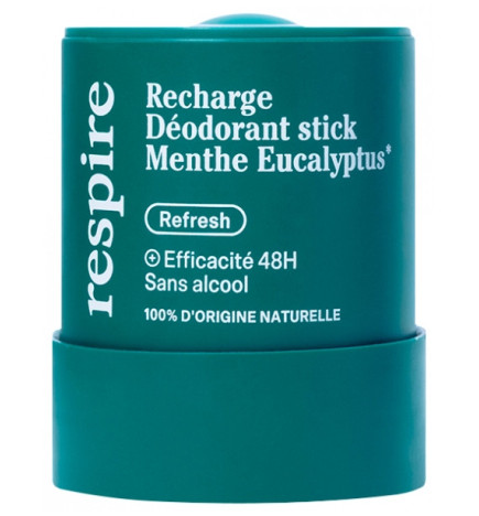 Respire – Recharge Déodorant Stick Menthe Eucalyptus Bio, 50 g