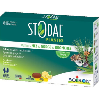 Stodal – Plantes Nez & Gorge & Bronches Pastilles Goût Citron, boîte de pastilles