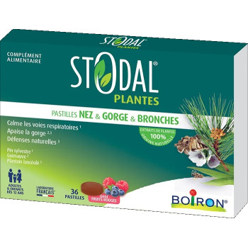 Stodal – Plantes Nez & Gorge & Bronches Pastilles Goût Fruits Rouges, boîte de pastilles